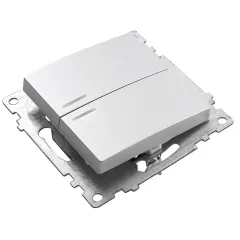 Выключатель 2-кл Катрин с подсветкой серебро GLS10-7102-03