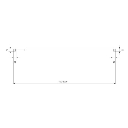 Карниз для ванной MILARDO чёрный, 1,1-2,0м 014А200М14 (546992)
