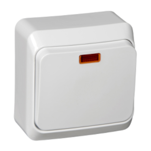 Выключатель О/У 1-кл ЭТЮД белый/подсв. BA10-005B (67449)