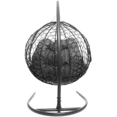 Кресло подвесное с ротангом ДЛЯ ДВОИХ серое с серой подушкой