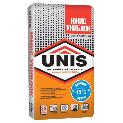 Клей кладочный UNIS Униблок ЗИМНИЙ 25кг