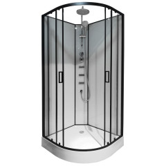 Душевая кабина LORANTO 100х100х205см низ. поддон, белое заднее стекло, чёрный профиль, без крыши CS-21811-100
