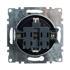 Розетка 2P+Е Катрин черный крышка,с защитной шторкой GLS16-7112-05