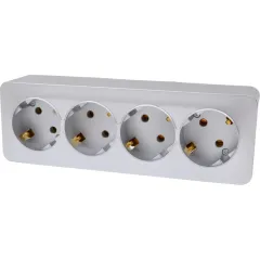Розетка О/У 4-ая 2P+E STEKKER серебро MST16-14-03 49332