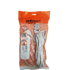 Удлинитель 3-мест. 7м 2P+E бел. 10А (ПВС 3х1) UNIVersal (240776)