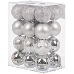 Шары новогодние набор 24шт 6см, серебро (SYQB3-0123085)
