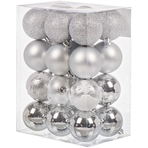 Шары новогодние набор 24шт 6см, серебро (SYQB3-0123085)