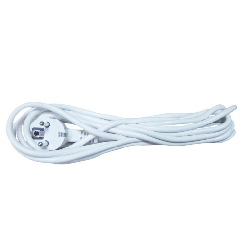 Шнур 3х0,75мм 5м армированный с вилкой с з/к белый 16А 204-615 (508869)