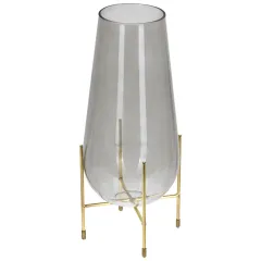 Ваза QWERTY Calisto на глянцевой подставке 23,5*13,5см серая(1631)