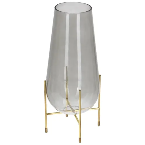 Ваза QWERTY Calisto на глянцевой подставке 23,5*13,5см серая(1631)