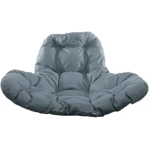 Кресло подвесное с ротангом XL черное с серой подушкой