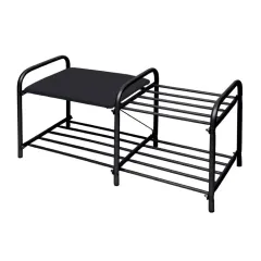 Полка для обуви Nika 2 секции, 79х33х36 см, с сиденьем, черная (ЭТЛ1-1/Ч)