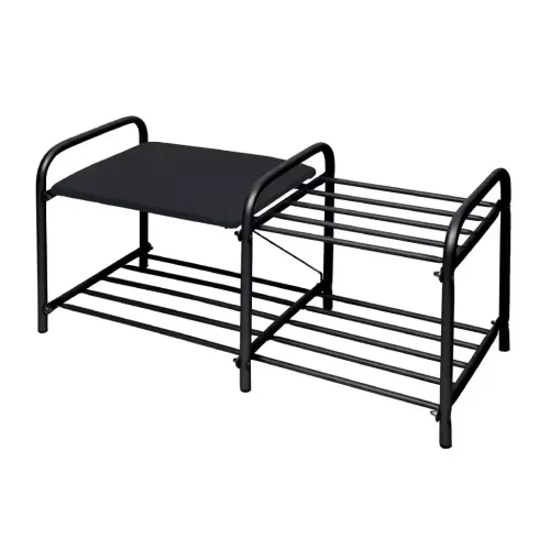 Полка для обуви Nika 2 секции, 79х33х36 см, с сиденьем, черная (ЭТЛ1-1/Ч)