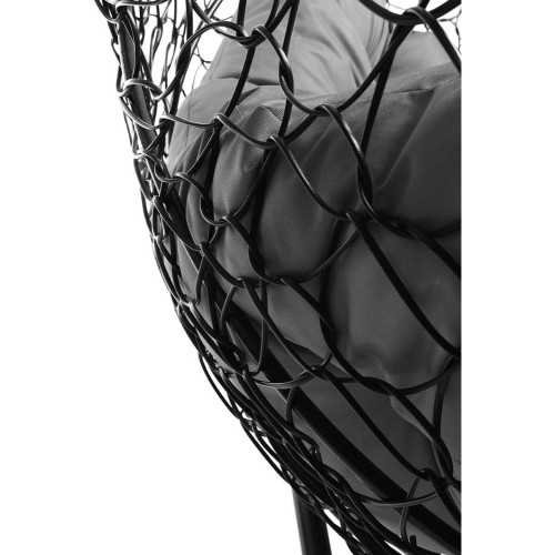 Кресло подвесное с ротангом ДЛЯ ДВОИХ черное с серой подушкой