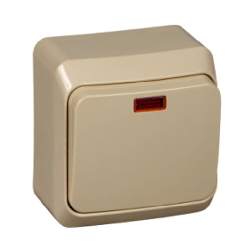 Выключатель О/У 1-кл ЭТЮД кремовый/подсв. BA10-005K (67450)