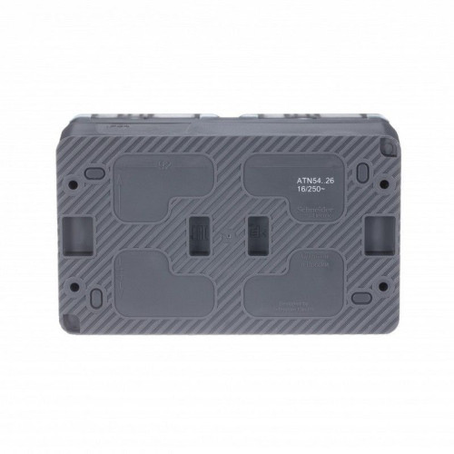 Розетка О/У 2-ая 2P+Е AtlasDesign Profi54 16А IP54 250В с заземл. защ. шторки антрацит SchE ATN544026