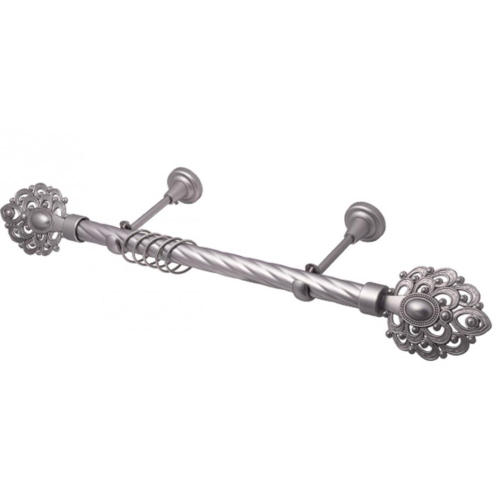 Карниз Ле-Гранд кованный твист 3,0м (1ряд) D25 серебро мат., Фламенко