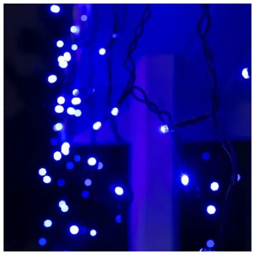 Гирлянда LUAZON LIGHTING Бахрома 3х0,6м темная нить, 160 LED свечение бело-синее с мерцанием (1080171)
