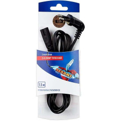 Шнур 2х0,5мм 1,5м черный, угловая вилка REXANT (612443)