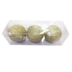 Шары новогодние набор 3шт SYPMQA-102037 8см серый с декором