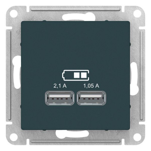 Розетка USB 2порта AtlasDesign изумруд SchE ATN000833