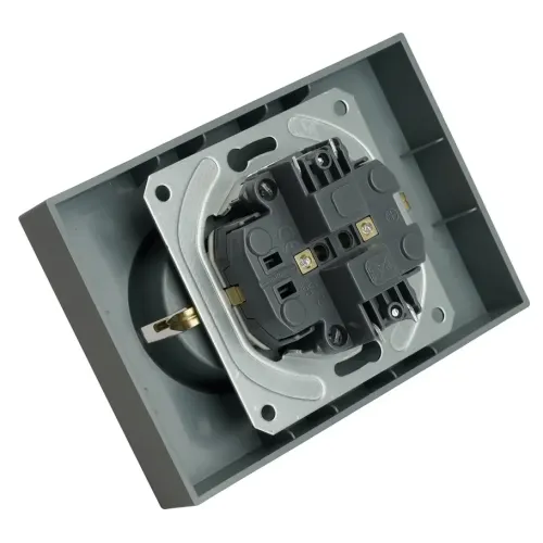 Розетка 2-ая 2P+E ЭМИЛИ шторки платин-сер RST16-5114-10