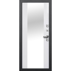 Дверь метал. Isoterma 11 см Серебро/Эмалит белый Зеркало (2050*960, Правая)