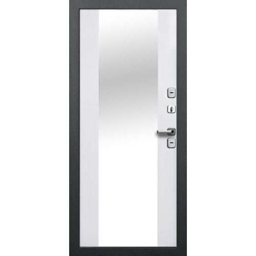 Дверь метал. Isoterma 11 см Серебро/Эмалит белый Зеркало (2050*960, Правая)