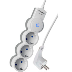 Удлинитель 3-мест. 1,5м 2P+Е с выкл.шторки.бел. 10А (ПВС 3х0,75) Космос