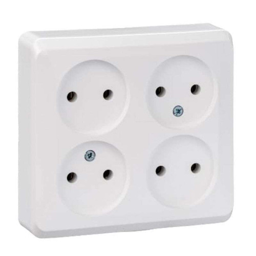 Розетка О/У 4-ая 2P ЭТЮД белый PA16-205B (499257)