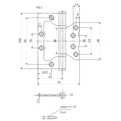 Петля накладная Code Deco 100*75*2,5-В2-BLM мат.ченый (00-00017641)