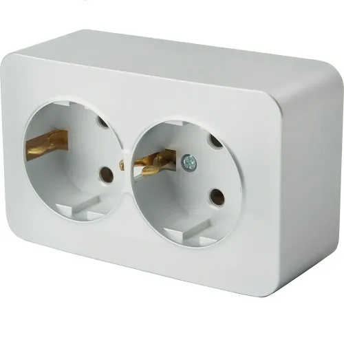 Розетка О/У 2-ая 2P+E STEKKER серебро MST16-12-03 49328