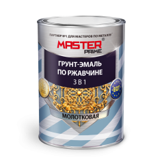 Грунт-эмаль FARBITEX ПРОФИ MASTER по ржавчине 3 в 1 молотковая светло-серая 0,9 л