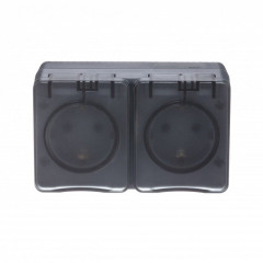 Розетка О/У 2-ая 2P+Е AtlasDesign Profi54 16А IP54 250В с заземл. защ. шторки антрацит SchE ATN544026