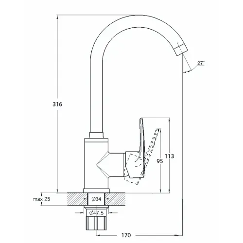 Смеситель для кухни SOLONE FAB4-A020