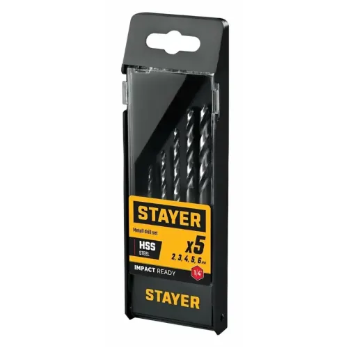 Набор сверл по металлу STAYER IMPACT READY НЕХ-1/4 5шт (29603-H5)