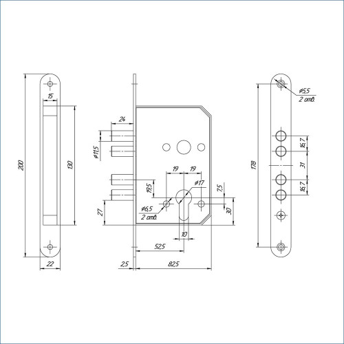 Замок врезной б/руч. МЕТТЭМ ЗВ1 102.0.0 (06224)