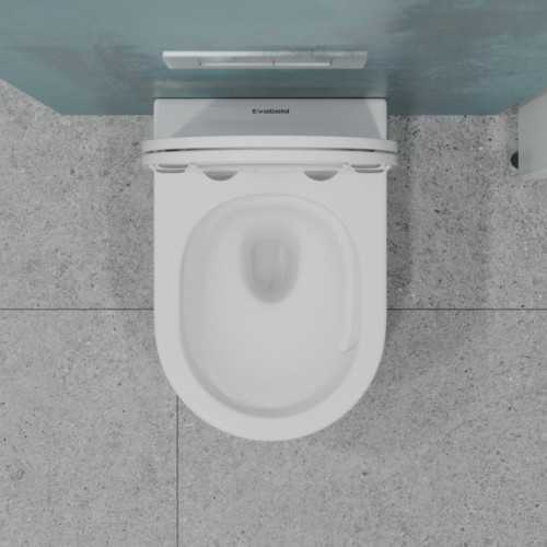 Унитаз-подвесной EVA GOLD K707T белый, сид. дюропласт тонкое, безободковый, круговой смыв