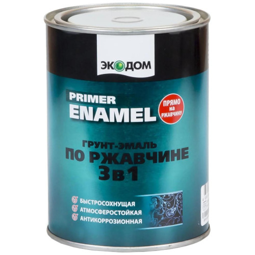 Грунт-эмаль ЭКОДОМ по ржавчине 3 в 1 чёрная 0,9 кг