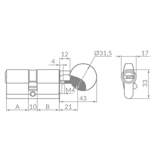 Мех. цилиндр PUNTO 100 (45*10*45) с вертушкой CP хром (48041)