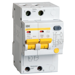 Дифференциальный автомат 2-пол. 20А С 30мА АД12 IEK MAD10-2-020-C-030 (75407)
