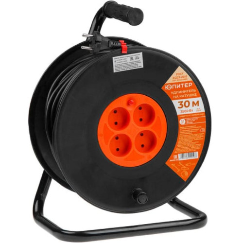 Удлинитель на катушке ЮПИТЕР 4-мест. 30м (ПВС 2х1,5) (JP8403-01)