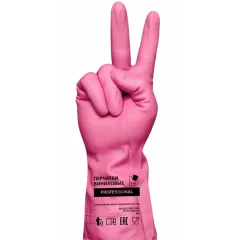 Перчатки виниловые ADM розовые L (31157)