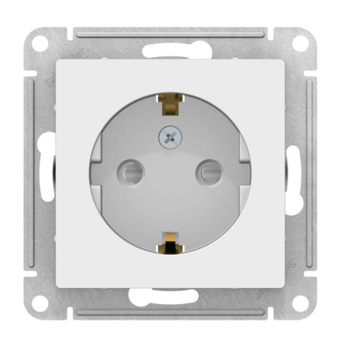 Розетка 2P+Е AtlasDesign белый со шторками SchE ATN000145