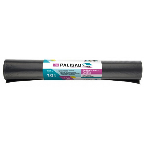 Пакеты для мусора Palisad 200л х 10шт пвд особопрочные черные (927295)