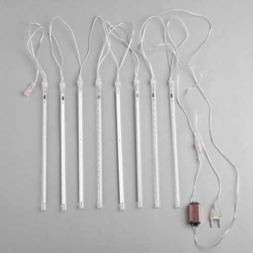 Гирлянда «Сосульки» 2.5х0.3 м, IP65, прозрачная нить, 192 LED, свечение белое с эффектом стекания, 12 В