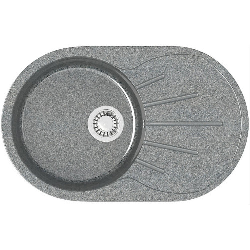 Мойка комп. глянц. MARRBAXX овальная Касандра Z110/Q8 730х450х215мм, тёмно серая, сифон