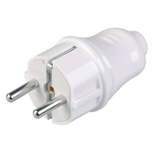 Вилка IEK 2P+E прямая 16А белая EVP10-16-01-K01 (568481)