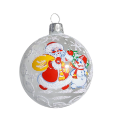 Шар новогодний Ветерок 6см стекло белый (1485893)