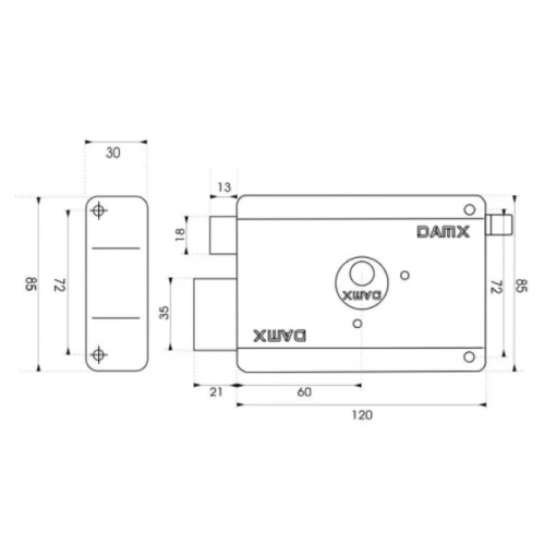 Замок накладной DAMX RL 12-I GR (Бежевый) (10819)